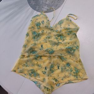 2 piece lingerie set yellow/ blue